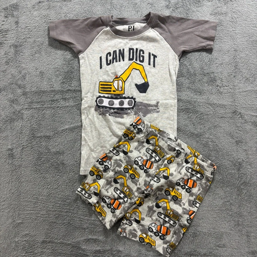 PJ Place Jumping Beans Cat & Jack 5T Gray Brown Construction Pajamas Sweatshirt